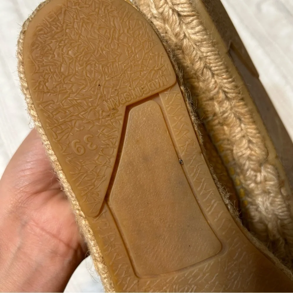 Steven Yellow Leather Espadrille Flats Snake Skin Texture​​